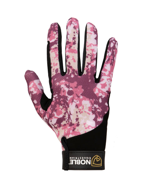 Noble Equestrian™ Perfect Fit Cool Mesh Glove - Fig Floral Camo / 5 - Schooling Gloves