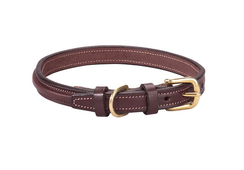 Tory Leather Narrow Square-Raised Dog Collar with Nameplate Space