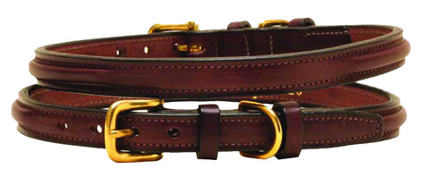 Tory Leather Narrow Square-Raised Dog Collar with Nameplate Space