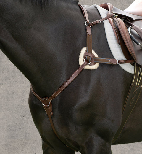 Henri de Rivel Pro 5-Point Elastic Breastplate Martingale with Running Attachment