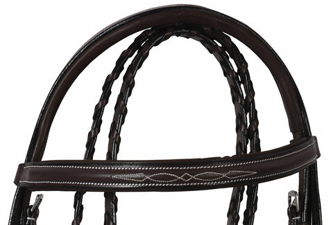 Henri de Rivel Pro Mono Crown Fancy-Stitched Padded Bridle with Laced Reins