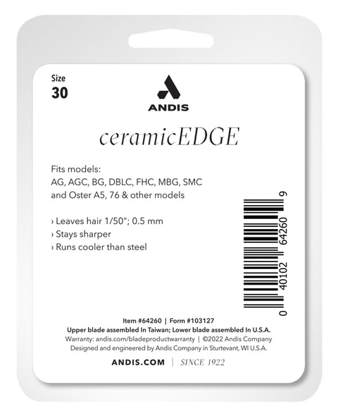Andis® CeramicEdge® Detachable Replacement Blade Size 30