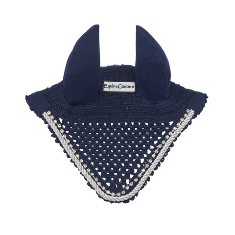 Equine Couture™ Fly Bonnet with Piping and Crystals