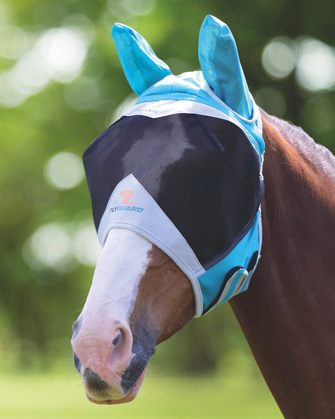 Shires Fine Mesh Fly Mask (Ears) - Teal / Pony - Fly Masks & Wraps