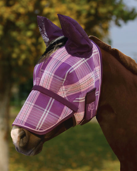 Kensington™ Signature Fly Mask with Removable Nose Mesh Ears & Forelock Opening - Plum Ice / M-Small Horse - Fly Masks
