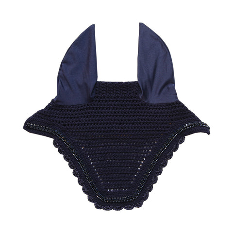 Kentucky Horsewear Wellington Stone & Pearl Fly Veil - Navy / Horse - Ear Nets & Bonnets