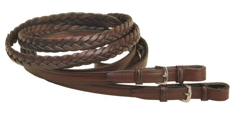 Tory Leather Company 5/8" x 60" Five-Plait Braided English Reins with Buckle Bit Ends