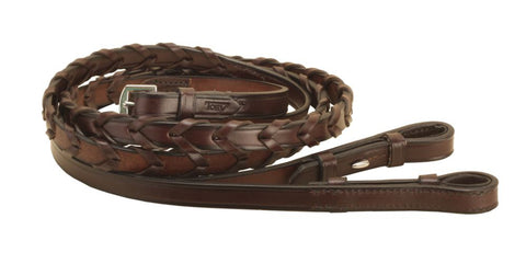 Tory Leather Company 5/8" x 48" Pony Laced Reins with Hook Stud Bit Ends