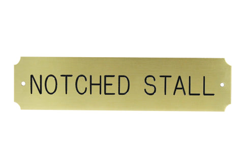 Notched Brass Stall Plate - 1 or 2 lines