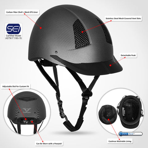 TuffRider® Starter Carbon Fiber Print Helmet