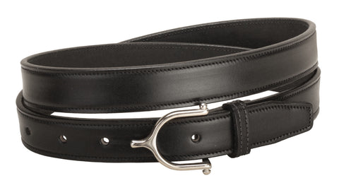 Tory Leather 1" Stitched Belt with Stainless Steel Spur Buckle