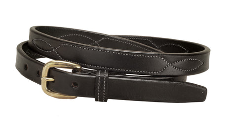 Tory Leather 3/4" Belt with Stitched Patterns & Brass Buckle
