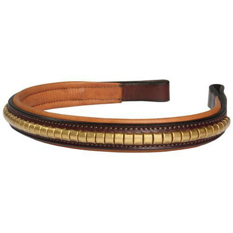 Vespucci Clincher Browband - Brass-Oakbark Brow / Oversize-O/S - Bridle Parts