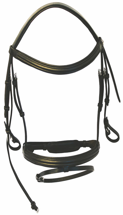 Henri De Rivel Padded Raised Dressage Bridle with Jawband Crank And Flash With Web Reins