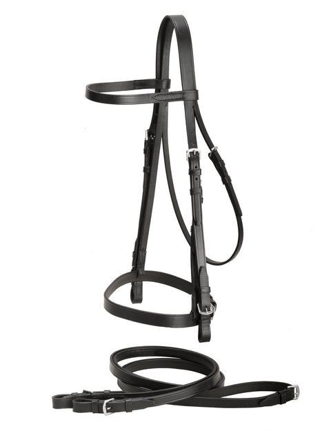 Tory Leather Company 1/2" Flat English Bridle with Flat Reins