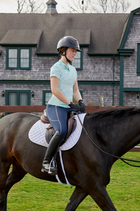 Dover Saddlery® Ladies’ Notch-V Stripe Short Sleeve Shirt