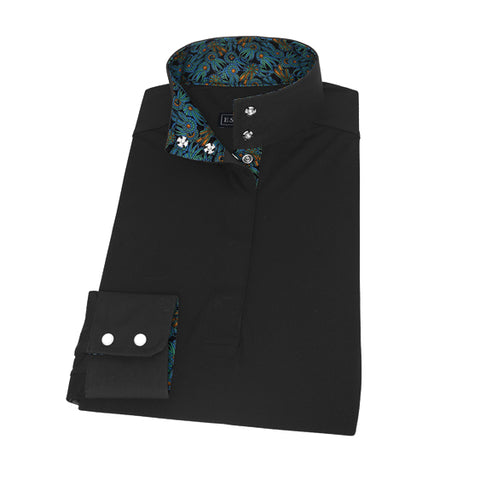 Essex Classics Ladies’ Jumper Long Sleeve Show Shirt - Black/Aqua Ribbons / Xs - Show Shirts