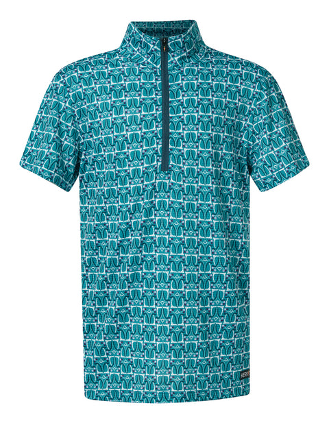 Kerrits® Kids’ Always Cool IceFil® Short Sleeve Print Shirt - Peacock Iron Bouquet / Small - Childs Casual Shirts