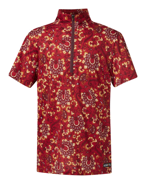Kerrits® Kids’ Always Cool IceFil® Short Sleeve Print Shirt - Ruby Lucky Paisley / Xs - Childs Casual Shirts
