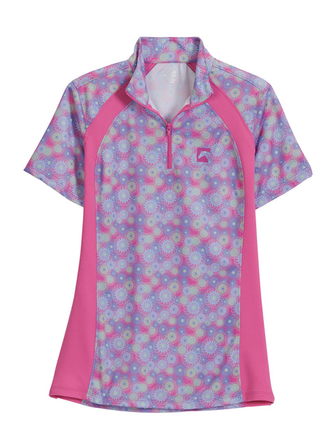 Riding Sport™ Ladies’ Airflow Quarter-Zip Print Short Sleeve Shirt - Flower Power / Xs - Casual Shirts