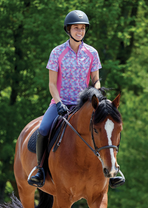 Riding Sport™ Ladies’ Airflow Quarter-Zip Print Short Sleeve Shirt