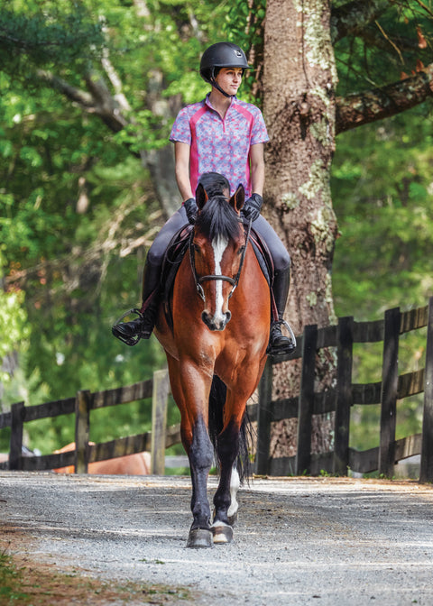 Riding Sport™ Ladies’ Airflow Quarter-Zip Print Short Sleeve Shirt