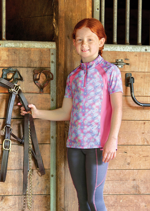 Riding Sport™ Kids’ Airflow Quarter-Zip Print Short Sleeve Shirt