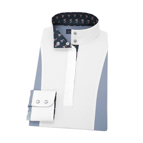 Essex Classics Ladies’ Luna Performance Long Sleeve Show Shirt - Seahorsin Around / Xs - Show Shirts