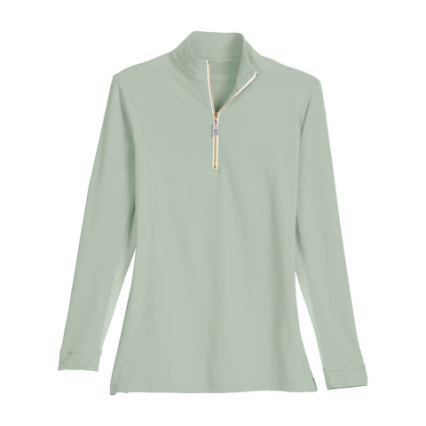 THE TAILORED SPORTSMAN™ Ladies’ IceFil® Quarter-Zip Long Sleeve Sun Shirt - Celadon/White/Gold / Xs - Casual Shirts