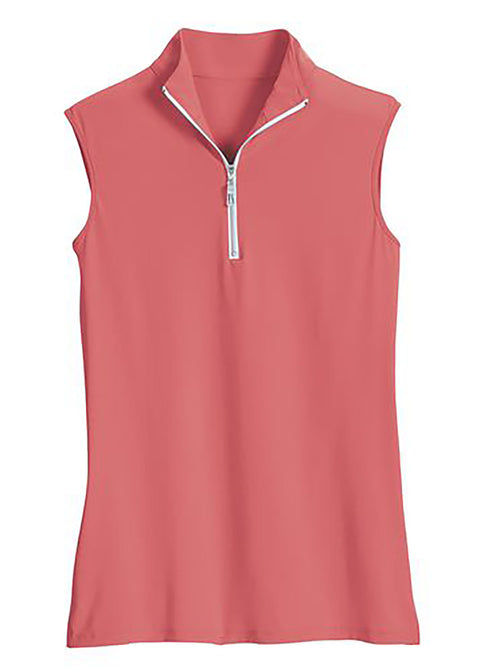 THE TAILORED SPORTSMAN™ Ladies’ IceFil® Quarter-Zip Sleeveless Sun Shirt - Sherbet/White/Silver / Xxs - Casual Shirts