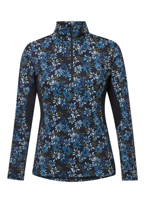 Kerrits® Ladies’ On Course Quarter-Zip Fleece Tech Top - Nightsky Bouquet / Xs - Casual Shirts