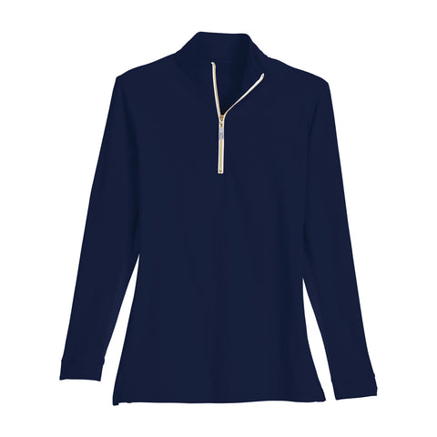 THE TAILORED SPORTSMAN™ IceFil® Quarter-Zip Long Sleeve Shirt - Navy/White/Gold / Xxs - Casual Shirts