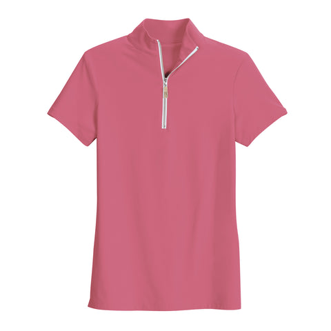 THE TAILORED SPORTSMAN™ Ladies’ IceFil® Quarter-Zip Short Sleeve Shirt - Pink Blossom/White/Silver / Xxs - Casual Shirts