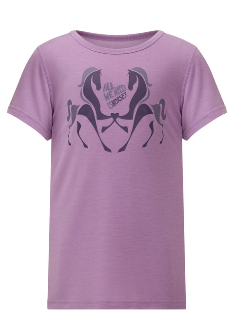 Kerrits® Kids’ All We Need Is Horses Tee - Lavendream / Small - Childs Casual Shirts