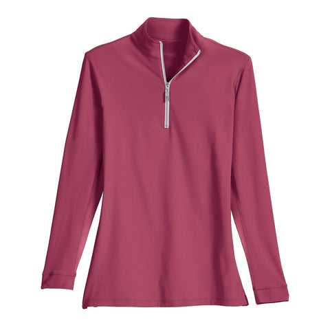 THE TAILORED SPORTSMAN™ Ladies’ IceFil® Quarter-Zip Long Sleeve Sun Shirt - Pinkberry/White/Silver / Xxs - Casual Shirts