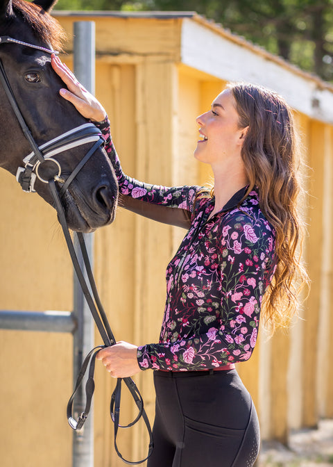 Kastel Denmark Ladies’ Quarter-Zip Modern Begonias Long-Sleeve Shirt - ’Briar’ - Casual Shirts