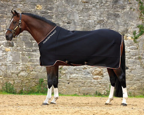 Horseware® Ireland Rambo® Airmax Cooler with Disc Closure - Black/Tan/Orange/Black / 60 - Coolers & Dress Sheets