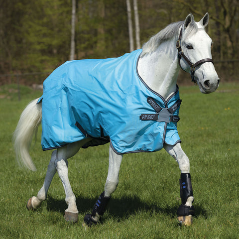 Horseware® Amigo® Hero 900 Lite Net Lined Turnout with Disc Front - Capri/Gunmetal/Bluebell / 66 - Turnout Blankets