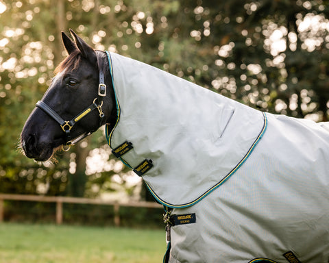 Horseware® Ireland Rambo® Duo Hood (100 Gram) - Grey/Teal/Gold/Navy / Small - Blanket Accessories