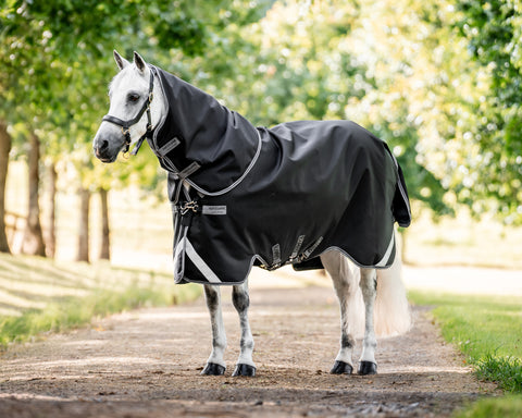 Horseware® Ireland Rambo® 1680 Plus Turnout Sheet - Black/Thunderstorm Grey/Silver / 66 - Turnout Sheets