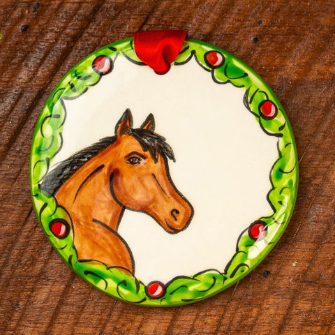 Hand-Painted Horse Wreath Ornament