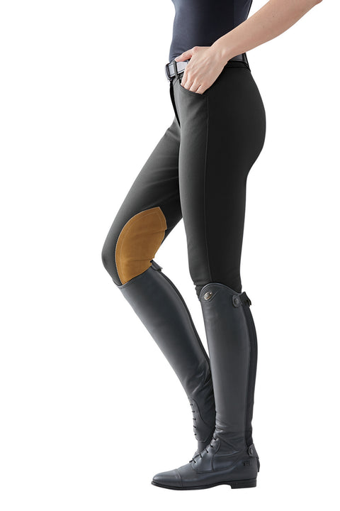 THE TAILORED SPORTSMAN™ Mid-Rise Vintage Patch Breech - Black/Tan / 24 - Knee Patch Breeches