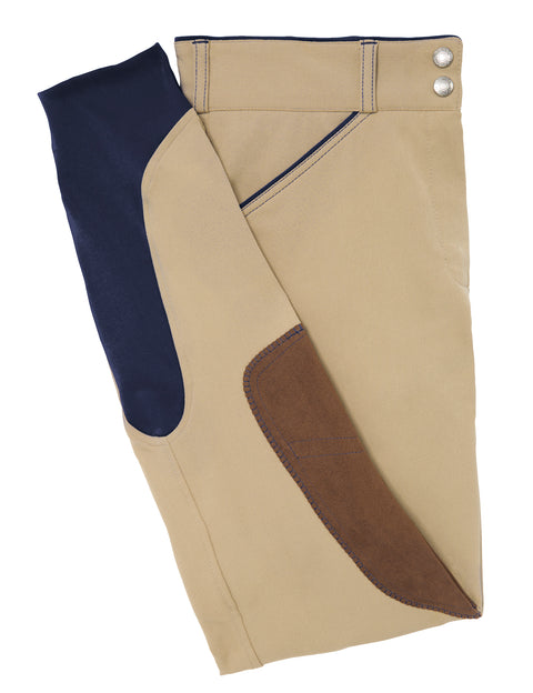 DS Ladies’ Wellesley Knee-Patch Breech - Tan/Navy / 24 - Knee Patch Breeches