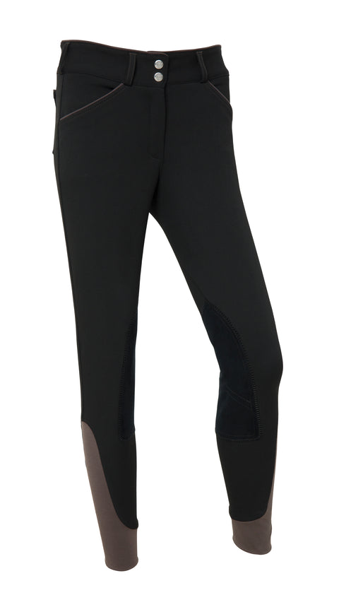 DS Ladies’ Wellesley Knee-Patch Breech - Black/Grey / 24 - Knee Patch Breeches