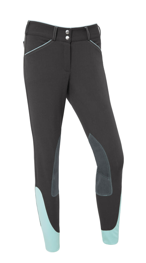 DS Ladies’ Wellesley Knee-Patch Breech - Charcoal/Iced Aqua / 24 - Knee Patch Breeches