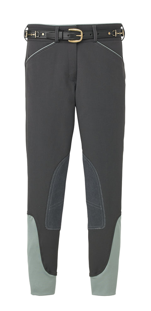 DS Ladies’ Wellesley Knee-Patch Breech - Charcoal/Grey Sage / 22 - Knee Patch Breeches