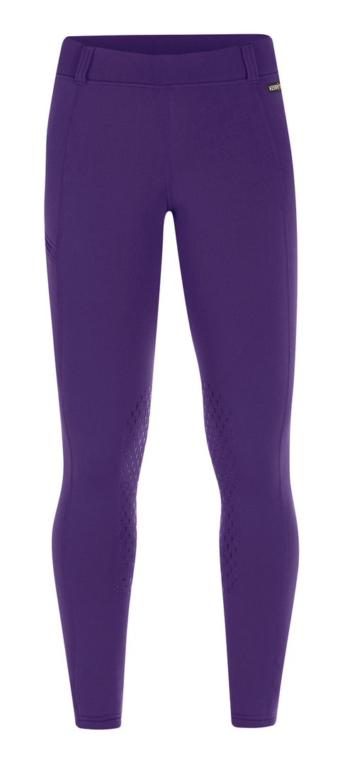 DS Exclusive Colors! Kerrits® Kids’ PowerStretch® Knee-Patch Pocket Tight - Purple / Small - Childs Winter Breeches