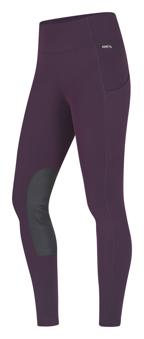 Kerrits® Ladies’ Fleece Lite II Knee-Patch Tight - Raisin Herringbone / 1X - Winter Breeches