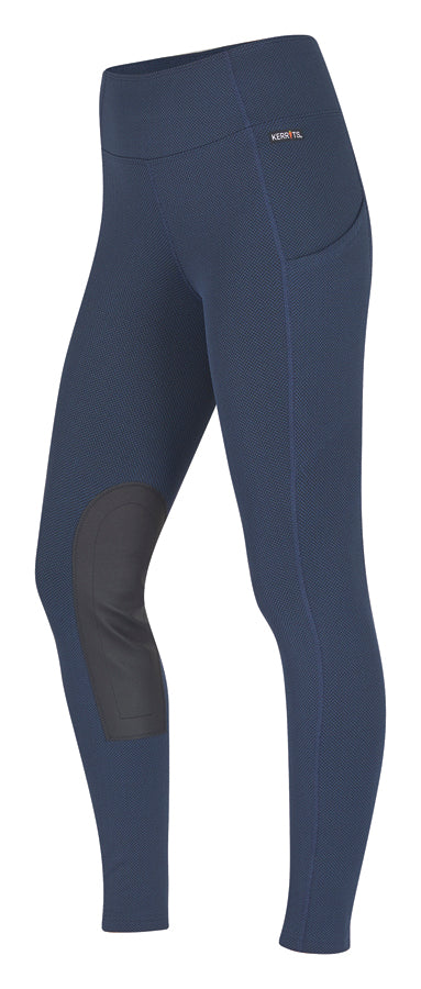 Kerrits® Ladies’ Fleece Lite II Knee-Patch Tight - Admiral Herringbone / 1X - Winter Breeches