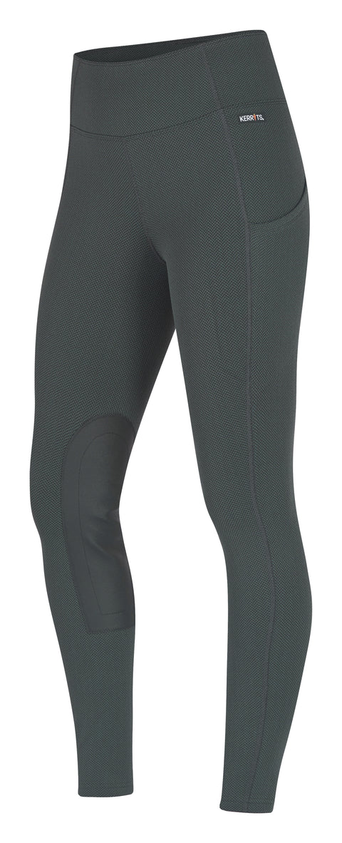 Kerrits® Ladies’ Fleece Lite II Knee-Patch Tight - Spruce Herringbone / 1X - Winter Breeches